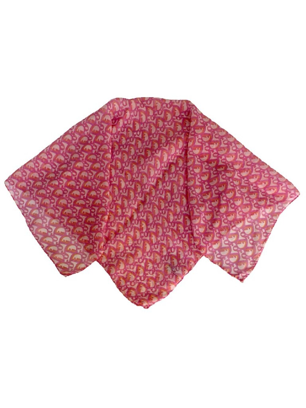 Christian Dior Pink Trotter Monogram Silk Chiffon Scarf
